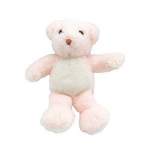 KINDER GUND 10" Plush PINK WHITE Teddy BEAR Rattle Stuffed Animal Vintage 1989